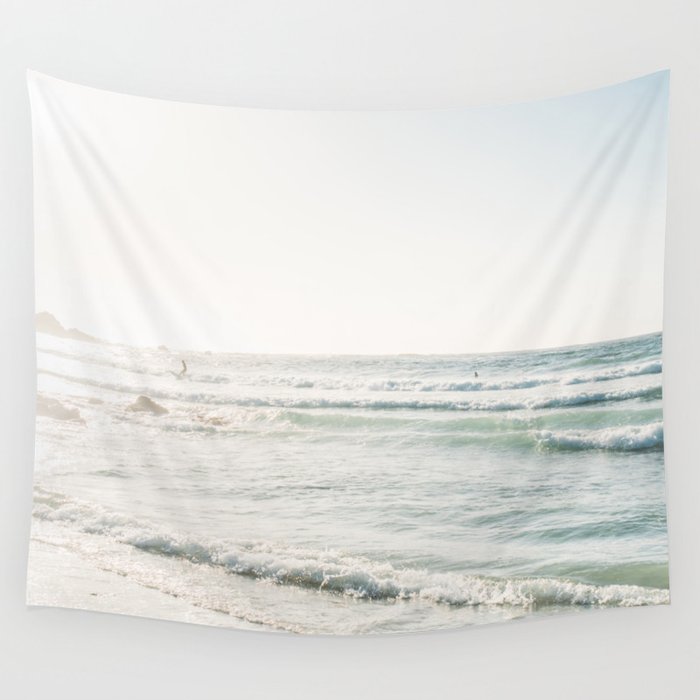 Surfing at Monterey - California Coast Sunset - Pacific Ocean Surf Travel Photography Wall Tapestry Gallery Image 4
