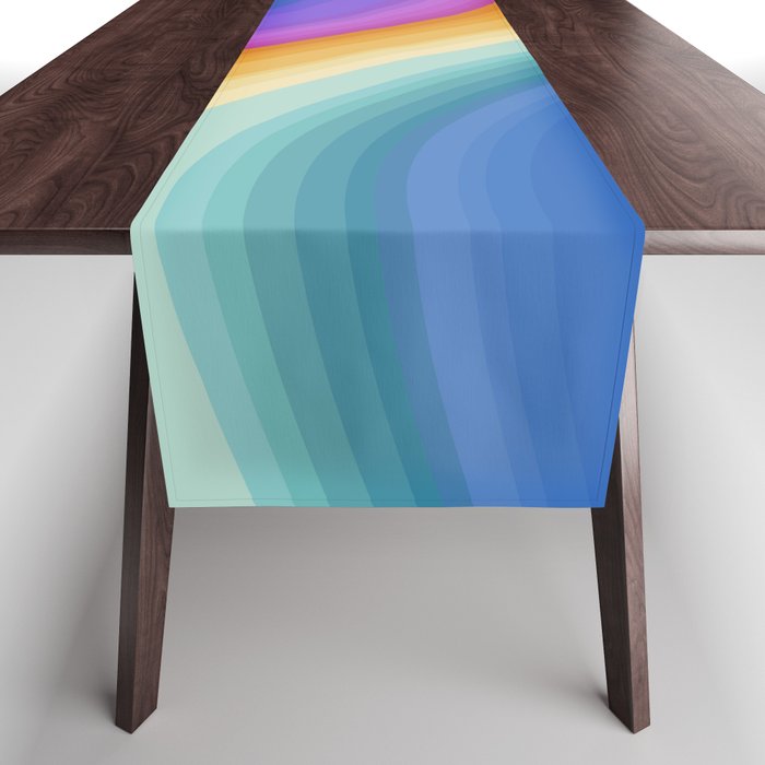 Wavy Stripes XVI - Ombre Rainbow Table Runner Gallery Image 1