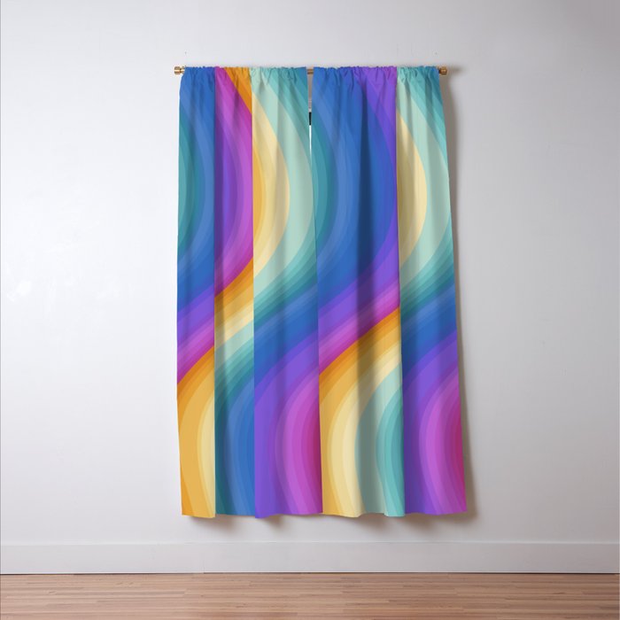 Wavy Stripes XVI - Ombre Rainbow Window Curtain Gallery Image 3