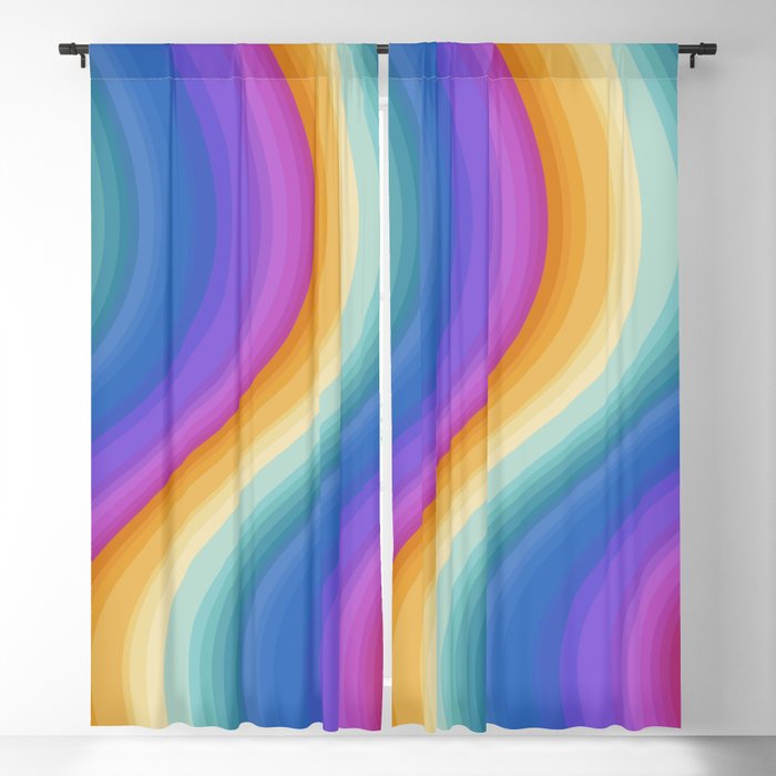 Wavy Stripes XVI - Ombre Rainbow Window Curtain Gallery Image 5
