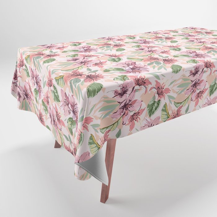Pastel pink tropical bloom A Tablecloth Gallery Image 1