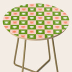 Retro Checkered Tulips Pattern - Pink and Green Side Table Gallery Image 2