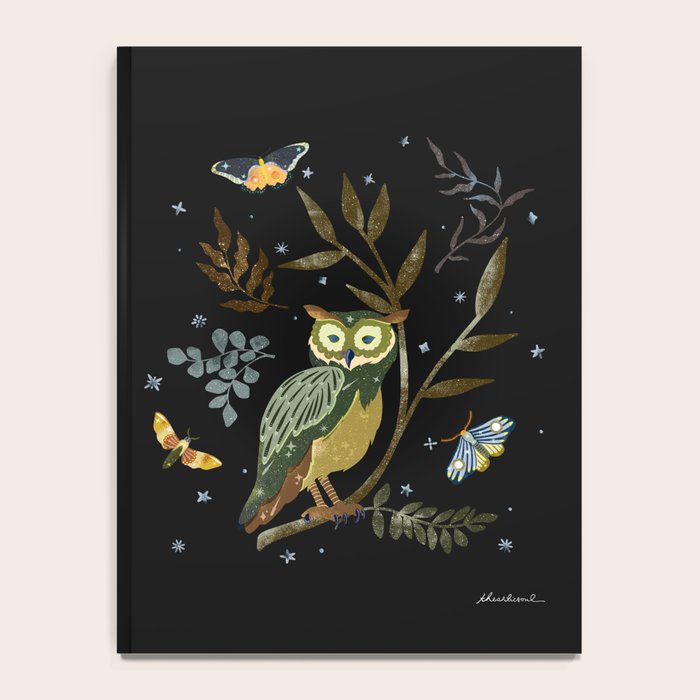 Moonlit Owl and Fluttering Moths Notebook Gallery Image 4