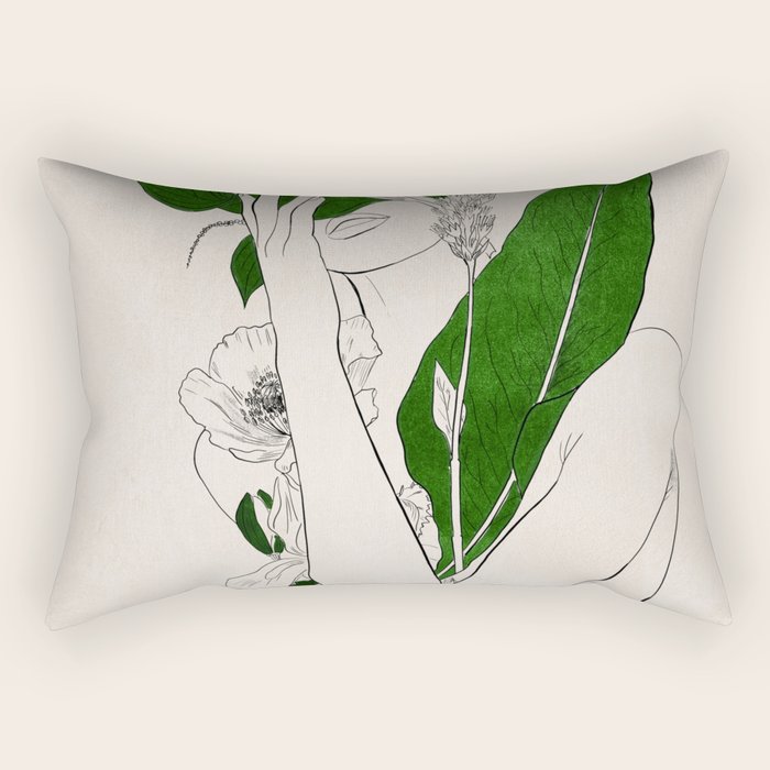 natural beauty-collage 7 Line Art 3 Rectangular Pillow Gallery Image 1