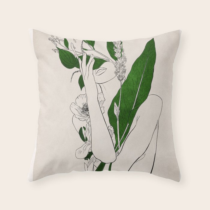 natural beauty-collage 7 Line Art 3 Throw Pillow Gallery Image 6