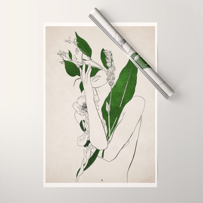 natural beauty-collage 7 Line Art 3 Wrapping Paper Gallery Image 1