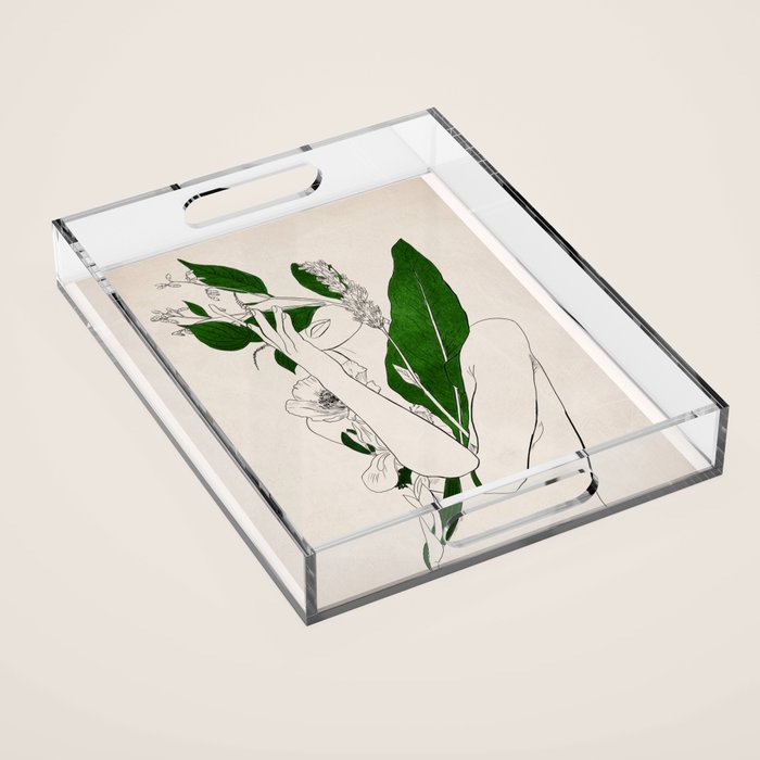 natural beauty-collage 7 Line Art 3 Acrylic Tray Gallery Image 1