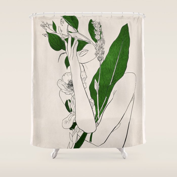 natural beauty-collage 7 Line Art 3 Shower Curtain Gallery Image 1