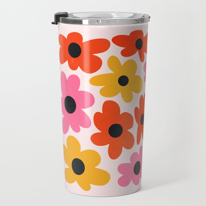 Retro Flowers: Pastel Edition Travel Mug Gallery Image 3
