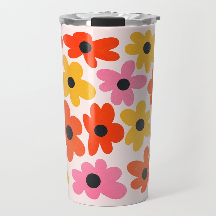 Retro Flowers: Pastel Edition Travel Mug Gallery Image 1