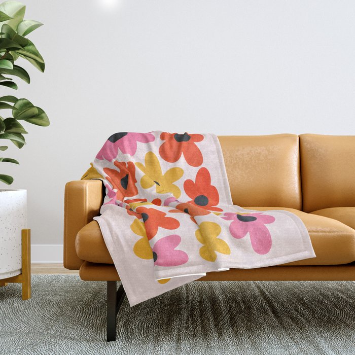 Retro Flowers: Pastel Edition Throw Blanket Gallery Image 1