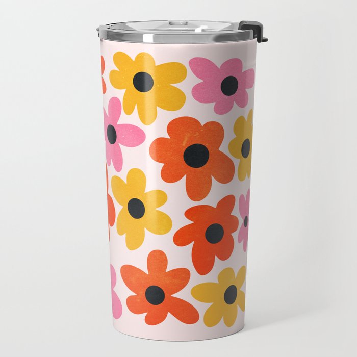 Retro Flowers: Pastel Edition Travel Mug Gallery Image 2