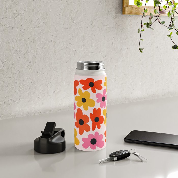 Retro Flowers: Pastel Edition Water Bottle Gallery Image 4