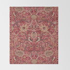 William Morris Bullerswood Red Paprika Gold Vintage Pattern Throw Blanket Gallery Image 2