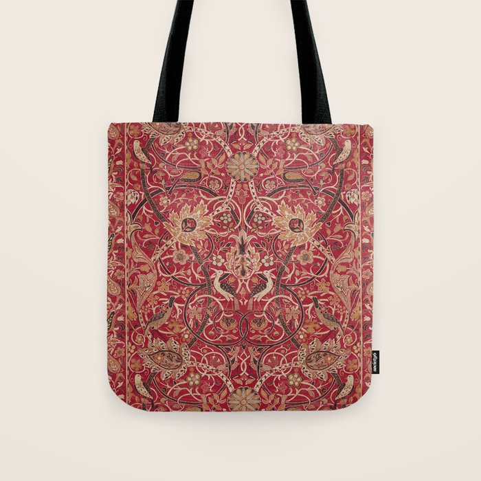 William Morris Bullerswood Red Paprika Gold Vintage Pattern Tote Bag Gallery Image 1
