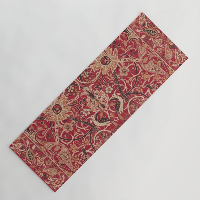 William Morris Bullerswood Red Paprika Gold Vintage Pattern Yoga Mat Gallery Image 1