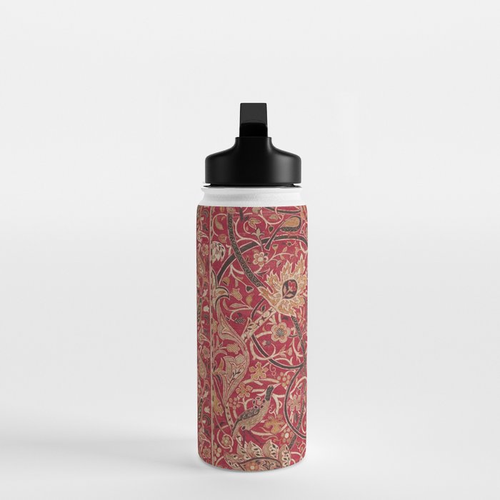 William Morris Bullerswood Red Paprika Gold Vintage Pattern Water Bottle Gallery Image 3