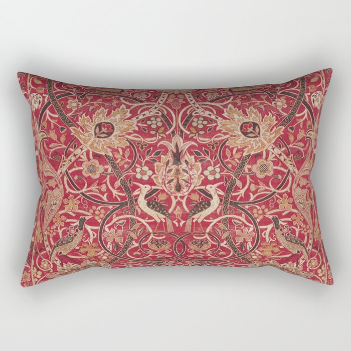 William Morris Bullerswood Red Paprika Gold Vintage Pattern Rectangular Pillow Gallery Image 1