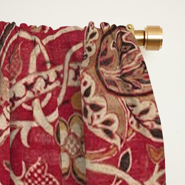 William Morris Bullerswood Red Paprika Gold Vintage Pattern Window Curtain Gallery Image 2