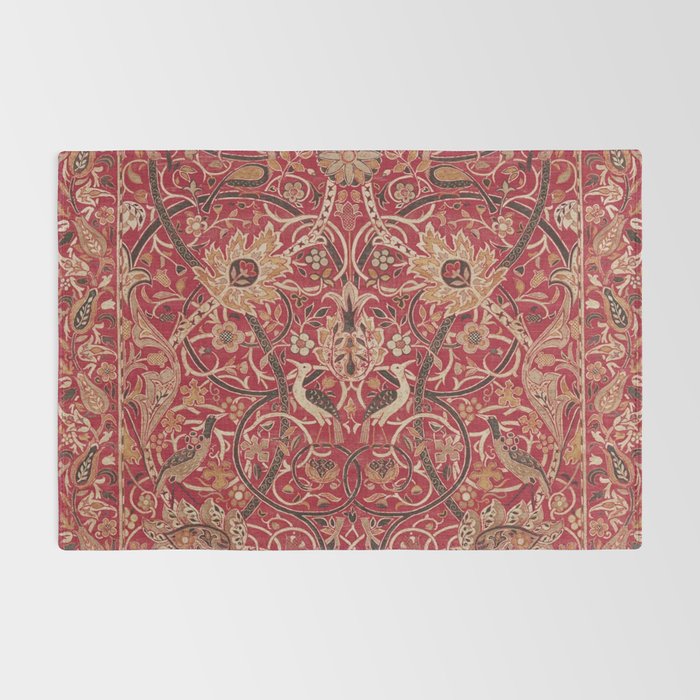 William Morris Bullerswood Red Paprika Gold Vintage Pattern Rug Gallery Image 2