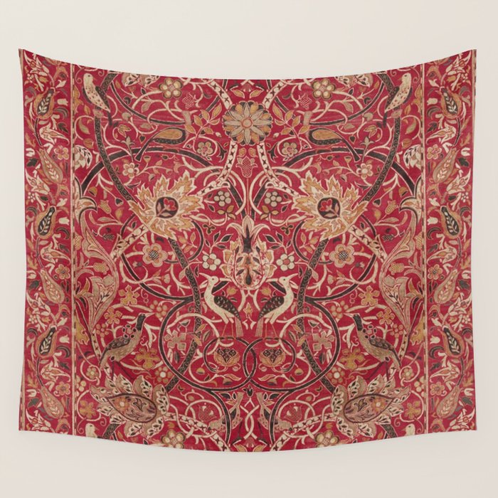 William Morris Bullerswood Red Paprika Gold Vintage Pattern Wall Tapestry Gallery Image 4