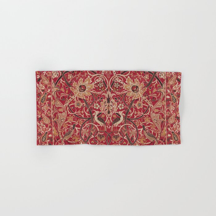 William Morris Bullerswood Red Paprika Gold Vintage Pattern Bath Towel Gallery Image 1