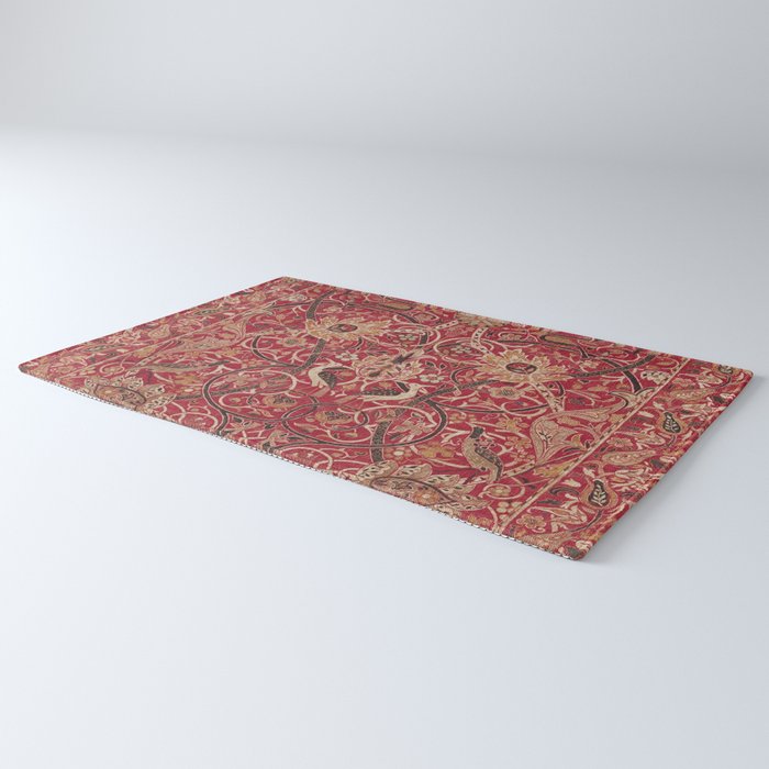William Morris Bullerswood Red Paprika Gold Vintage Pattern Rug Gallery Image 3