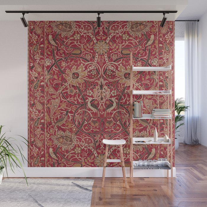 William Morris Bullerswood Red Paprika Gold Vintage Pattern Wall Mural Gallery Image 1
