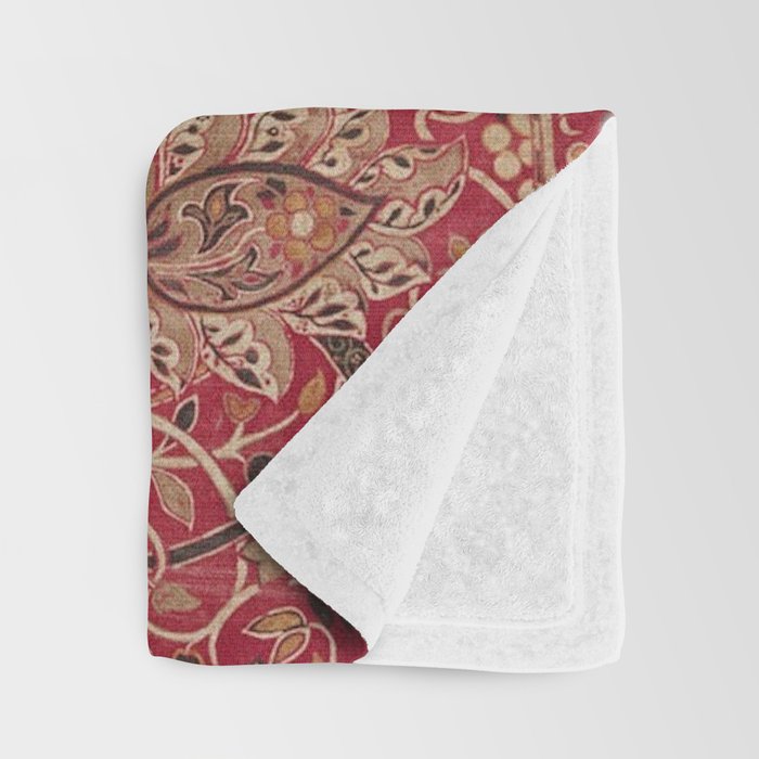 William Morris Bullerswood Red Paprika Gold Vintage Pattern Throw Blanket Gallery Image 3