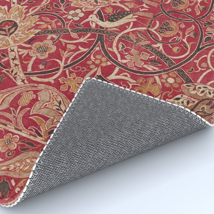 William Morris Bullerswood Red Paprika Gold Vintage Pattern Rug Gallery Image 4