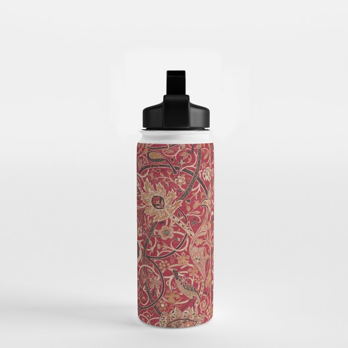 William Morris Bullerswood Red Paprika Gold Vintage Pattern Water Bottle Gallery Image 2