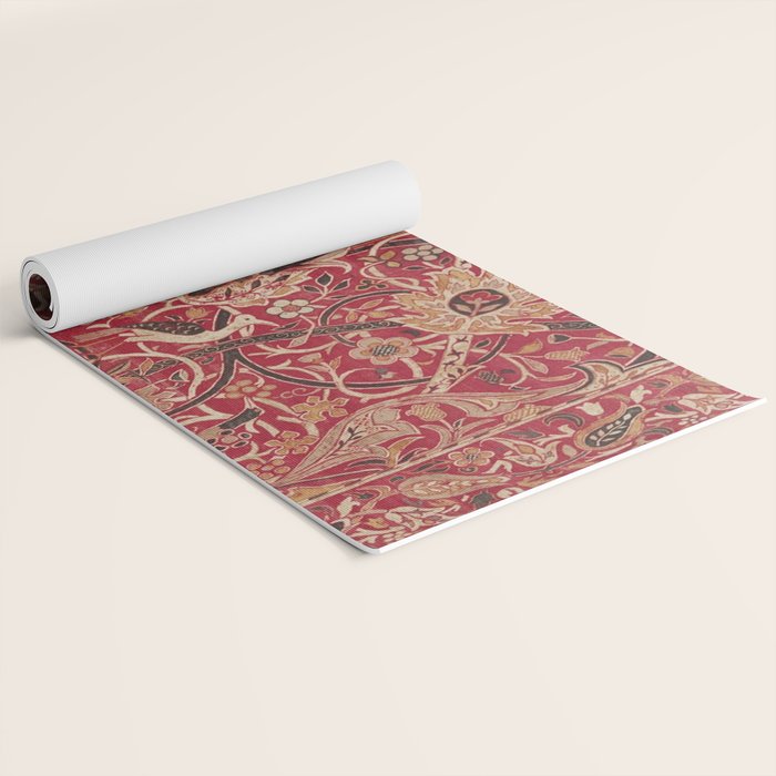William Morris Bullerswood Red Paprika Gold Vintage Pattern Yoga Mat Gallery Image 2