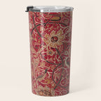 William Morris Bullerswood Red Paprika Gold Vintage Pattern Travel Mug Gallery Image 3