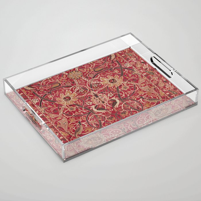 William Morris Bullerswood Red Paprika Gold Vintage Pattern Acrylic Tray Gallery Image 1