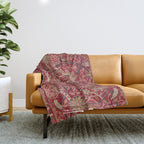William Morris Bullerswood Red Paprika Gold Vintage Pattern Throw Blanket Gallery Image 1