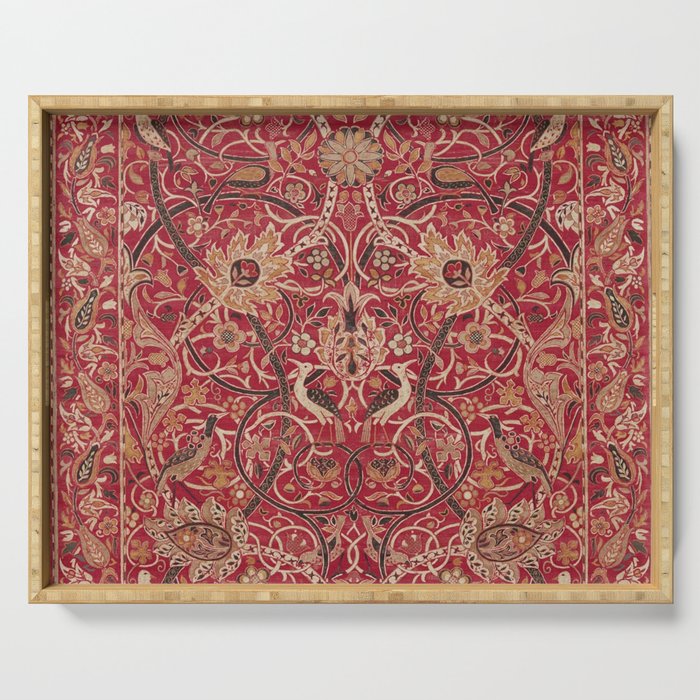 William Morris Bullerswood Red Paprika Gold Vintage Pattern Serving Tray Gallery Image 1