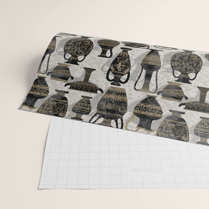 Antique pottery warm black Wrapping Paper Gallery Image 2