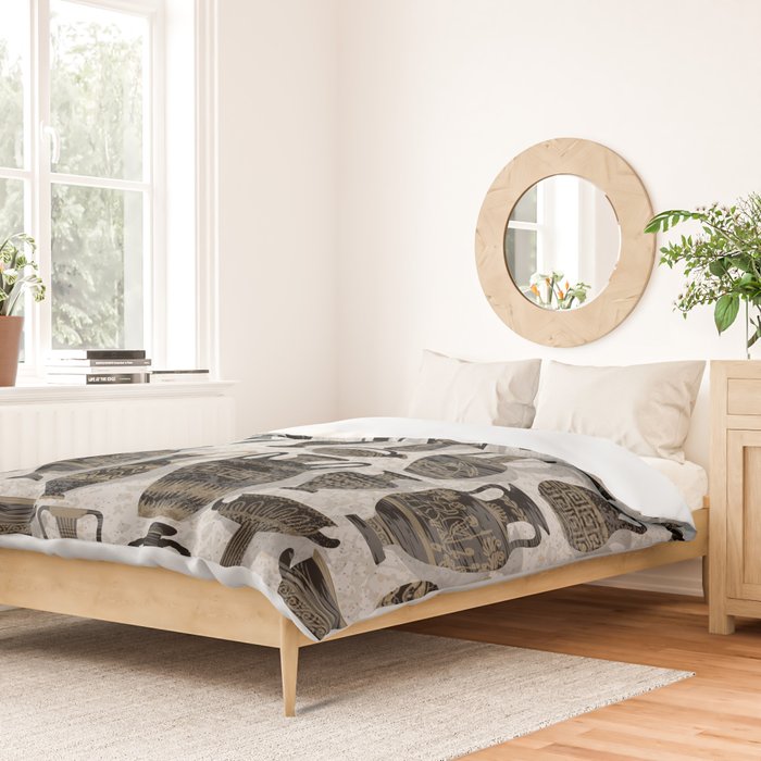 Antique pottery warm black Duvet Cover Gallery Image 2