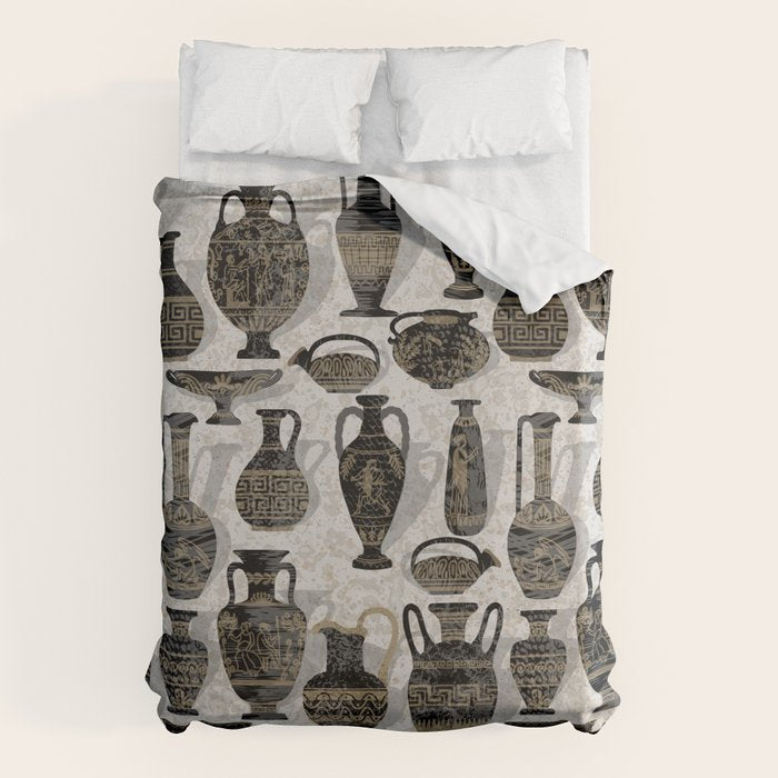 Antique pottery warm black Duvet Cover Gallery Image 1