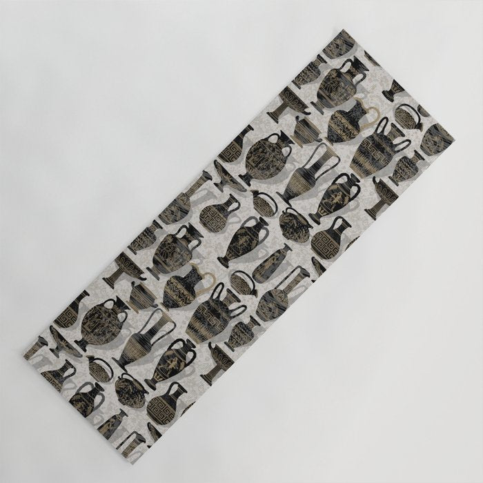 Antique pottery warm black Yoga Mat Gallery Image 1
