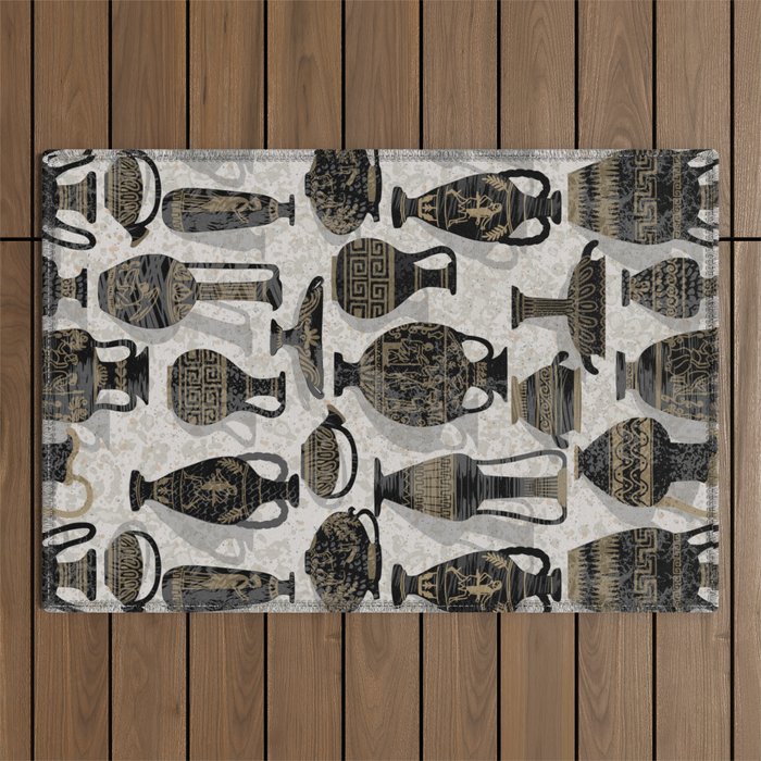 Antique pottery warm black Outdoor Rug Gallery Image 1