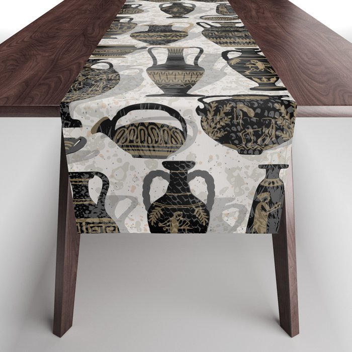 Antique pottery warm black Table Runner Gallery Image 1