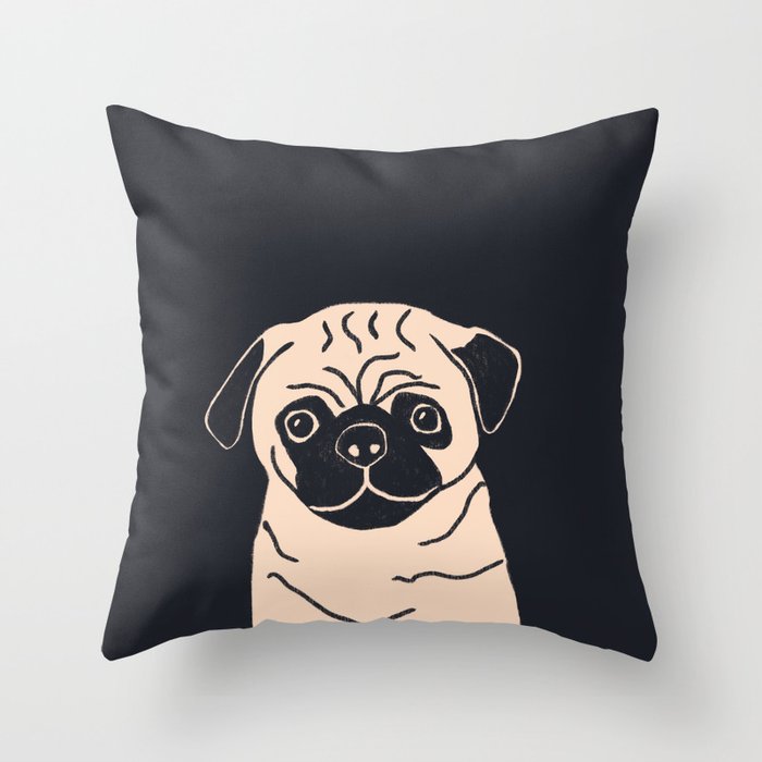 Pugsy the pug dog Throw Pillow Gallery Image 6