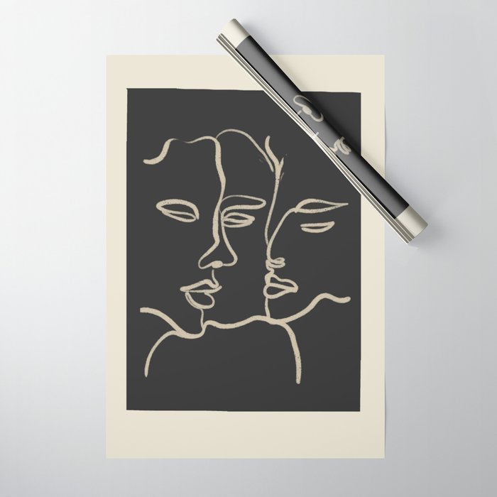 Minimal Abstract Art Three Faces Wrapping Paper Gallery Image 1