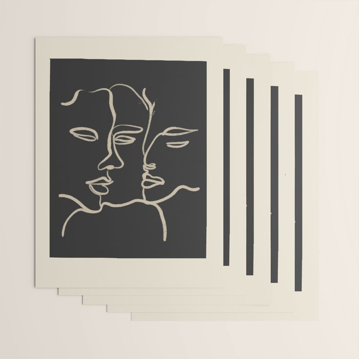 Minimal Abstract Art Three Faces Wrapping Paper Gallery Image 3