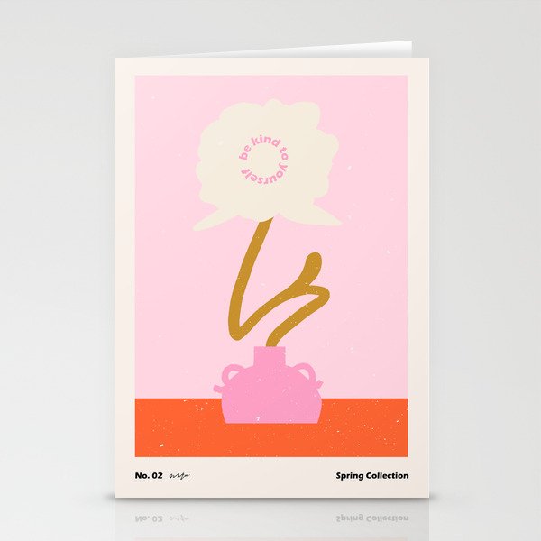 Modern abstract flower and vase. Be kind to yourself quote Stationery Card Gallery Image 2