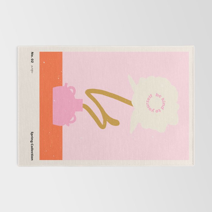 Modern abstract flower and vase. Be kind to yourself quote Rug Gallery Image 2