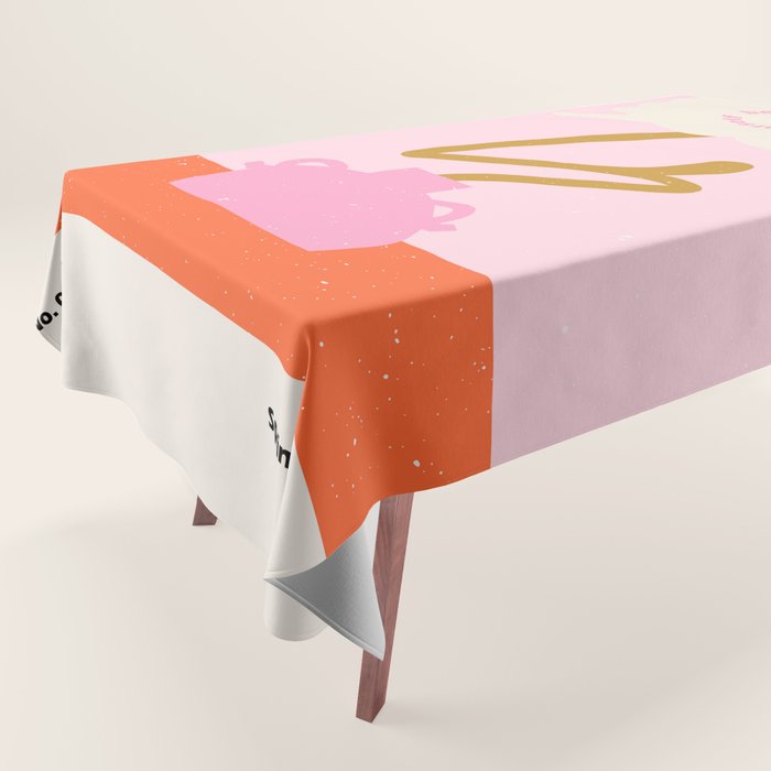 Modern abstract flower and vase. Be kind to yourself quote Tablecloth Gallery Image 1
