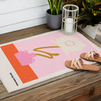 Modern abstract flower and vase. Be kind to yourself quote Outdoor Rug Gallery Image 2