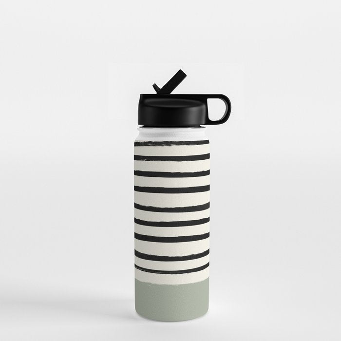 Sage Green x Stripes Water Bottle Gallery Image 1